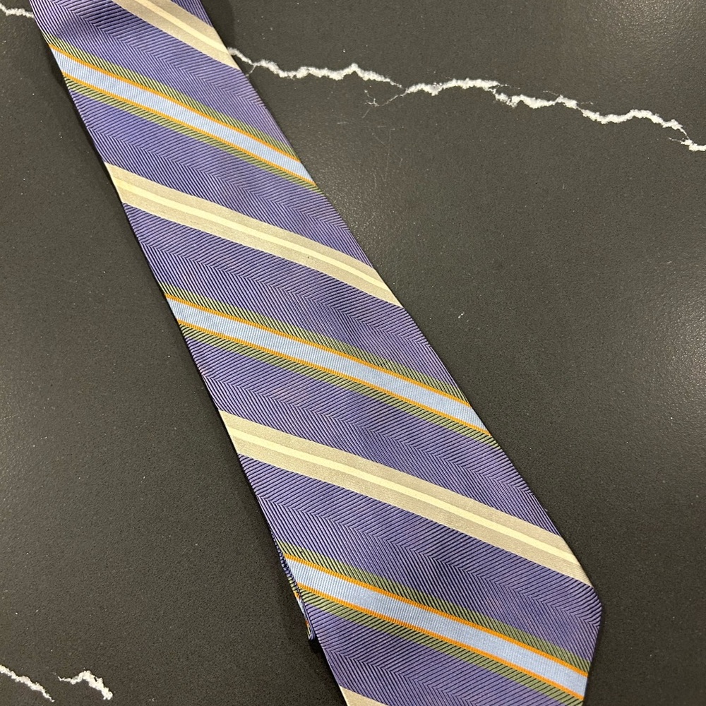Robert Talbott Purple and Cream Striped Silk Tie